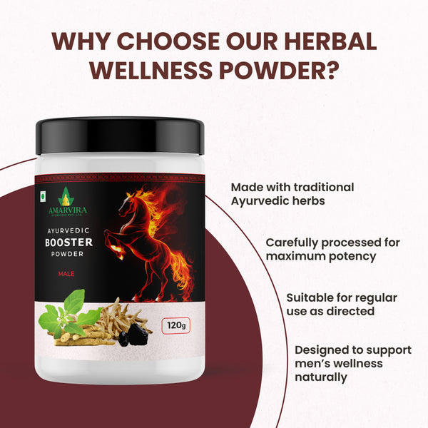 Amarvira Stamina Booster Powder | Ayurvedic Herbal Formula for Energy, Stamina & Men's Vitality