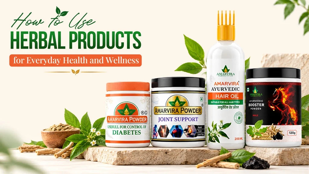 Ayurvedic herbal powders, hair oil and raw herbs 