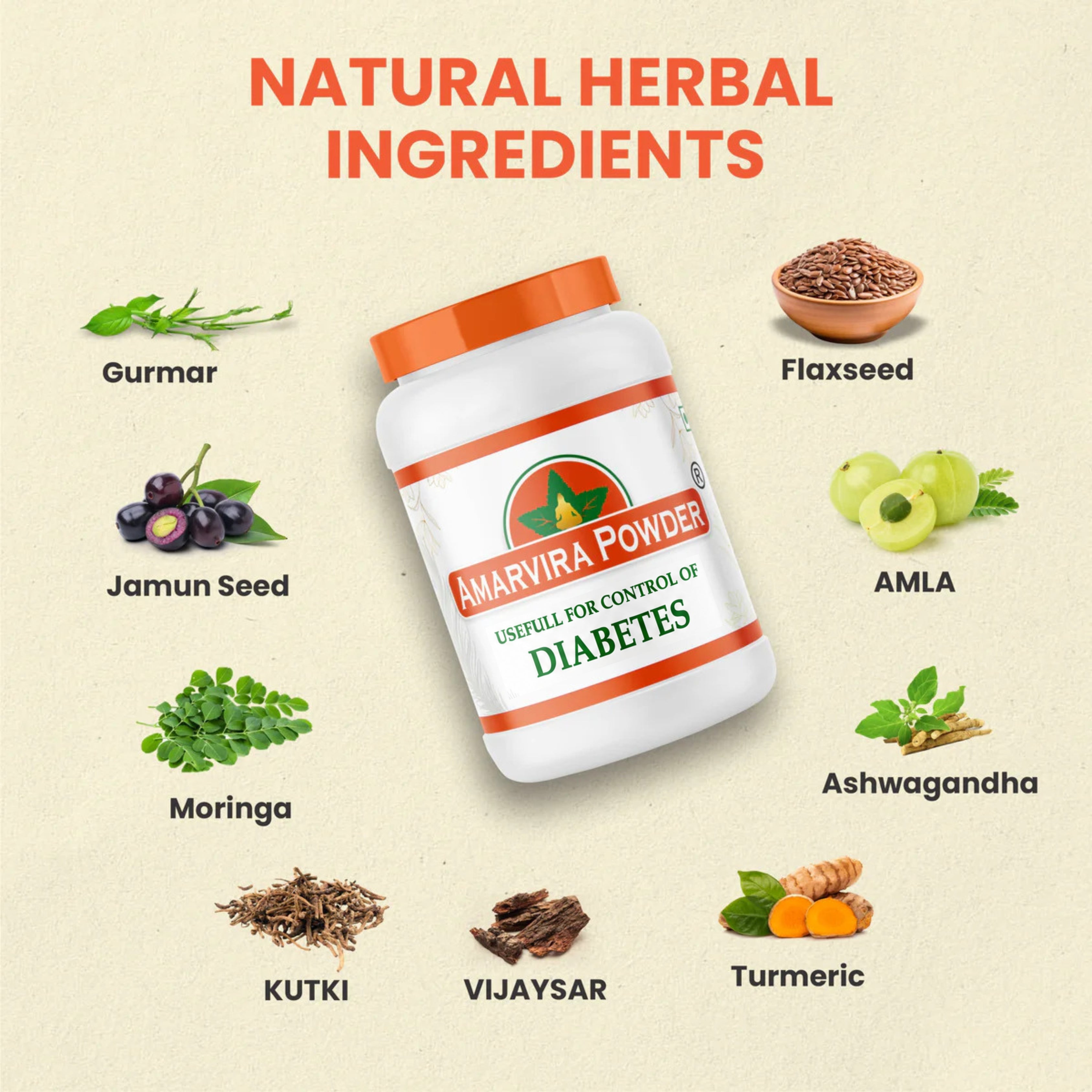 Amarvira Ayurvedic Diabetes Powder for Blood Sugar Support