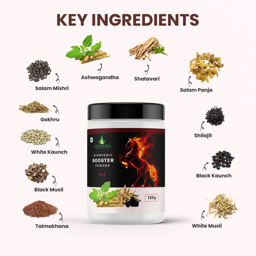 Amarvira Stamina Booster Powder | Ayurvedic Herbal Formula for Energy, Stamina & Men's Vitality