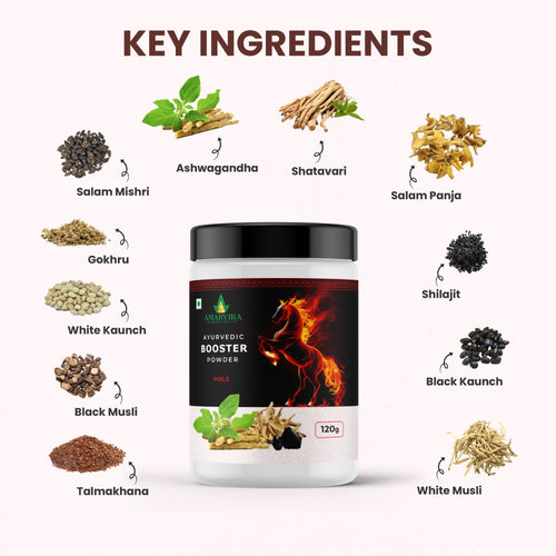 Amarvira Stamina Booster Powder | Ayurvedic Herbal Formula for Energy, Stamina & Men's Vitality