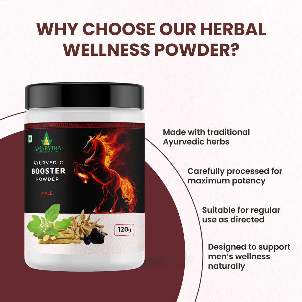 Amarvira Stamina Booster Powder | Ayurvedic Herbal Formula for Energy, Stamina & Men's Vitality