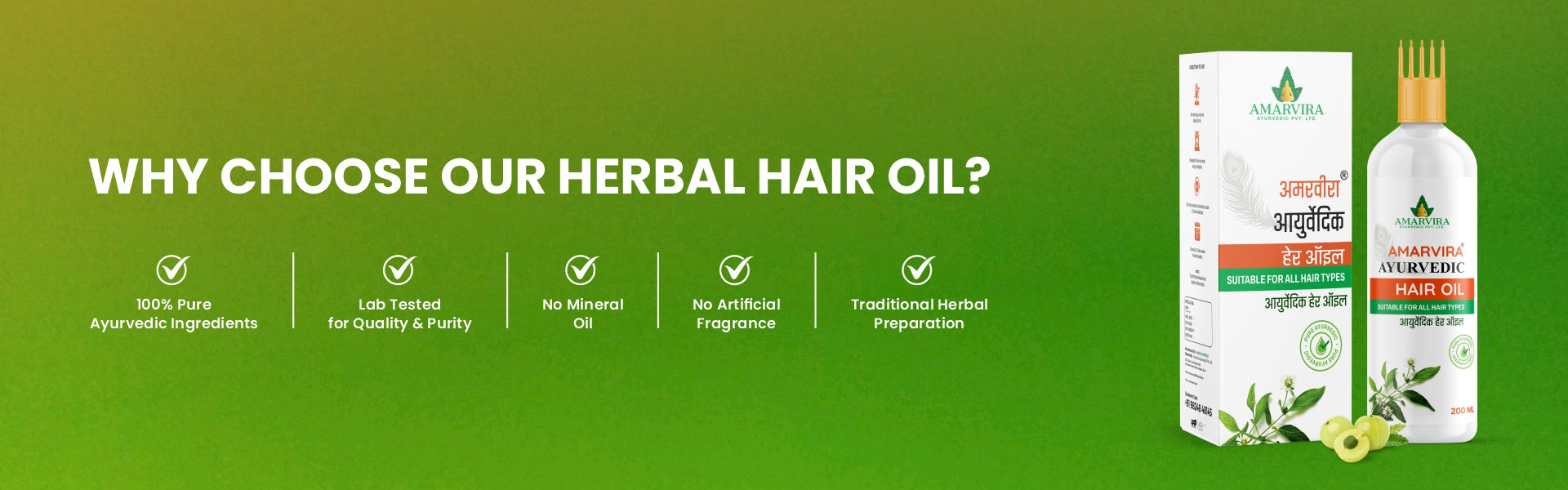Amarvira Ayurvedic Hair Oil | Natural Hair Nourish Oil for Healthy Hair & Scalp Care