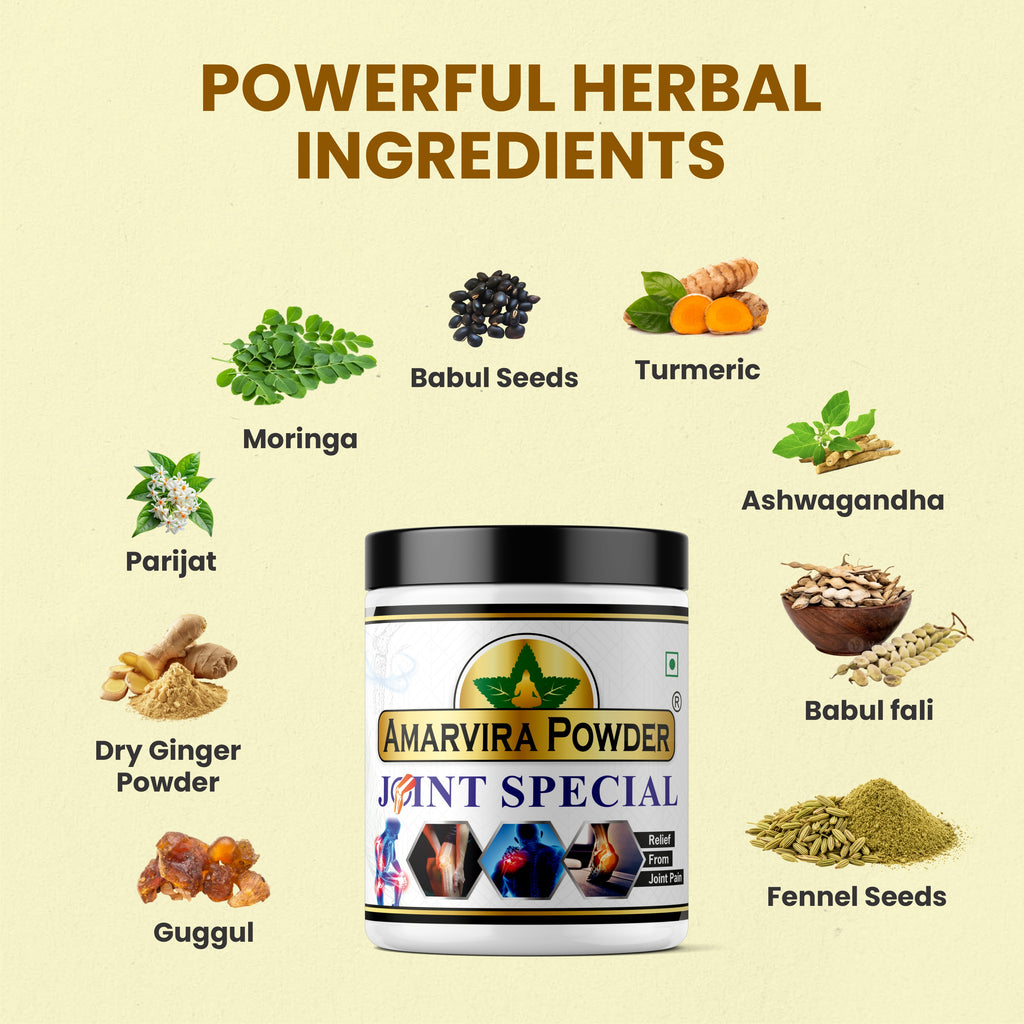 Amarvira Ayurvedic Joint Powder – Reduces Swelling, Relieves Knee & Back Pain & Promotes Flexibility