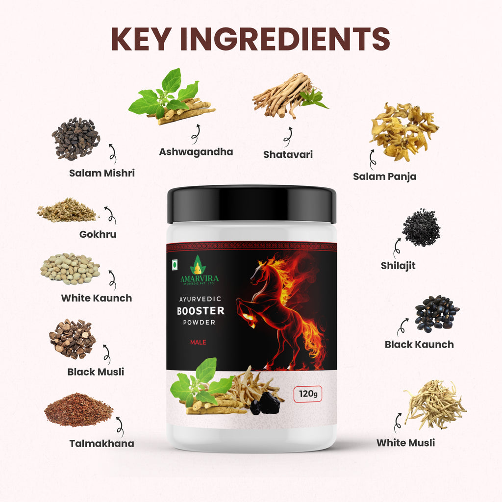 Amarvira Ayurvedic Booster Powder – Enhances Stamina, Boosts Energy & Supports Men’s Vitality