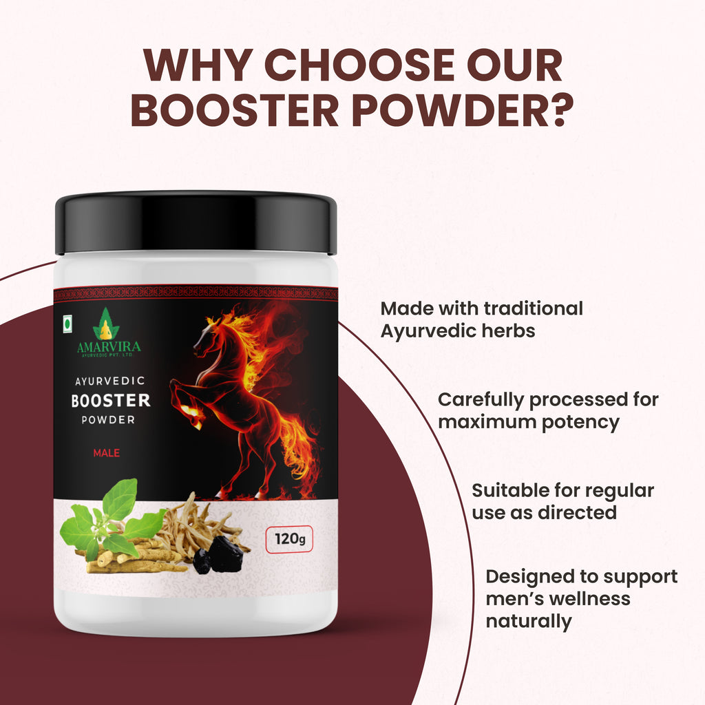 Amarvira Ayurvedic Booster Powder – Enhances Stamina, Boosts Energy & Supports Men’s Vitality