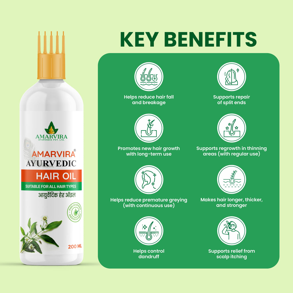 Amarvira Ayurvedic Oil – Reduces Hair Fall, Controls Dandruff & Promotes Thicker Hair