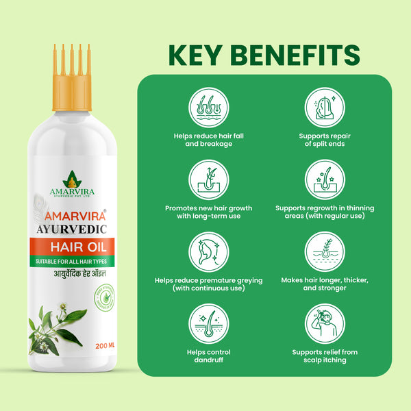 Amarvira Ayurvedic Hair Oil | Natural Hair Nourish Oil for Healthy Hair & Scalp Care