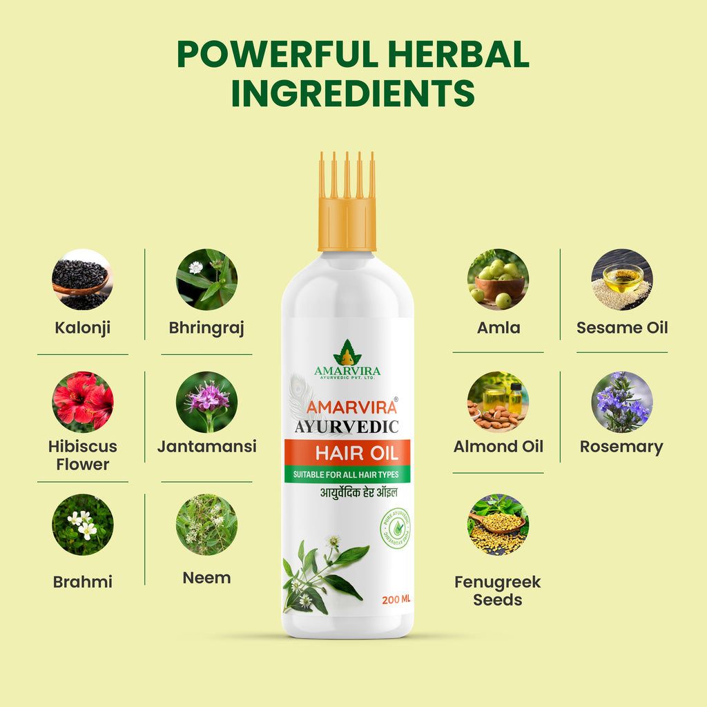 Amarvira Ayurvedic Oil – Reduces Hair Fall, Controls Dandruff & Promotes Thicker Hair